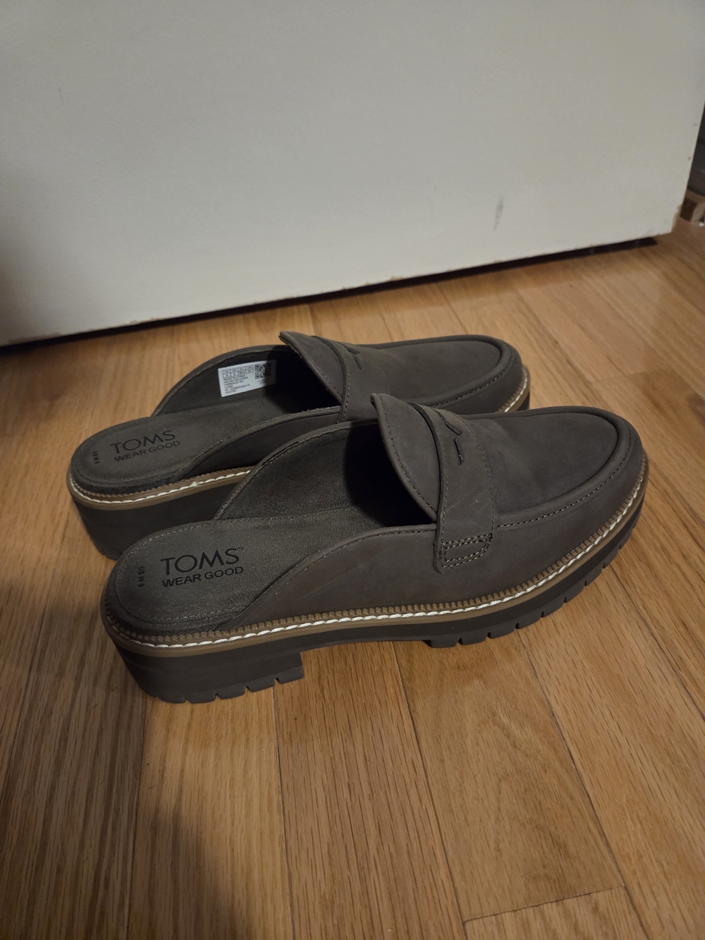 Toms Olive Gray Slip-On Mule Loafers